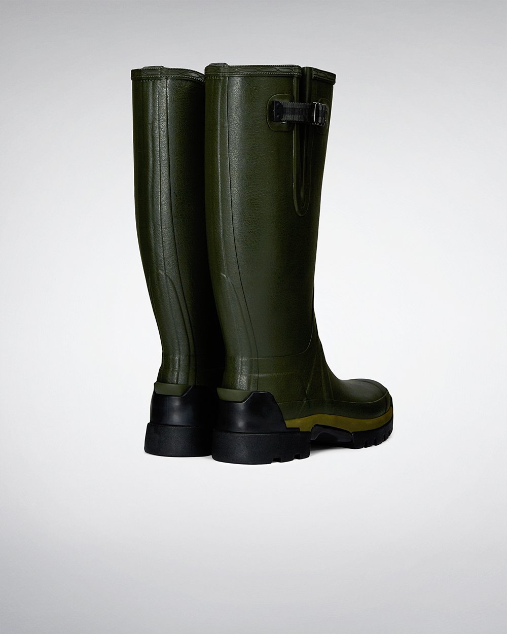 Mens Hunter Tall Rain Boots Dark Olive - Balmoral Adjustable 3Mm Neoprene - 8734901-YK